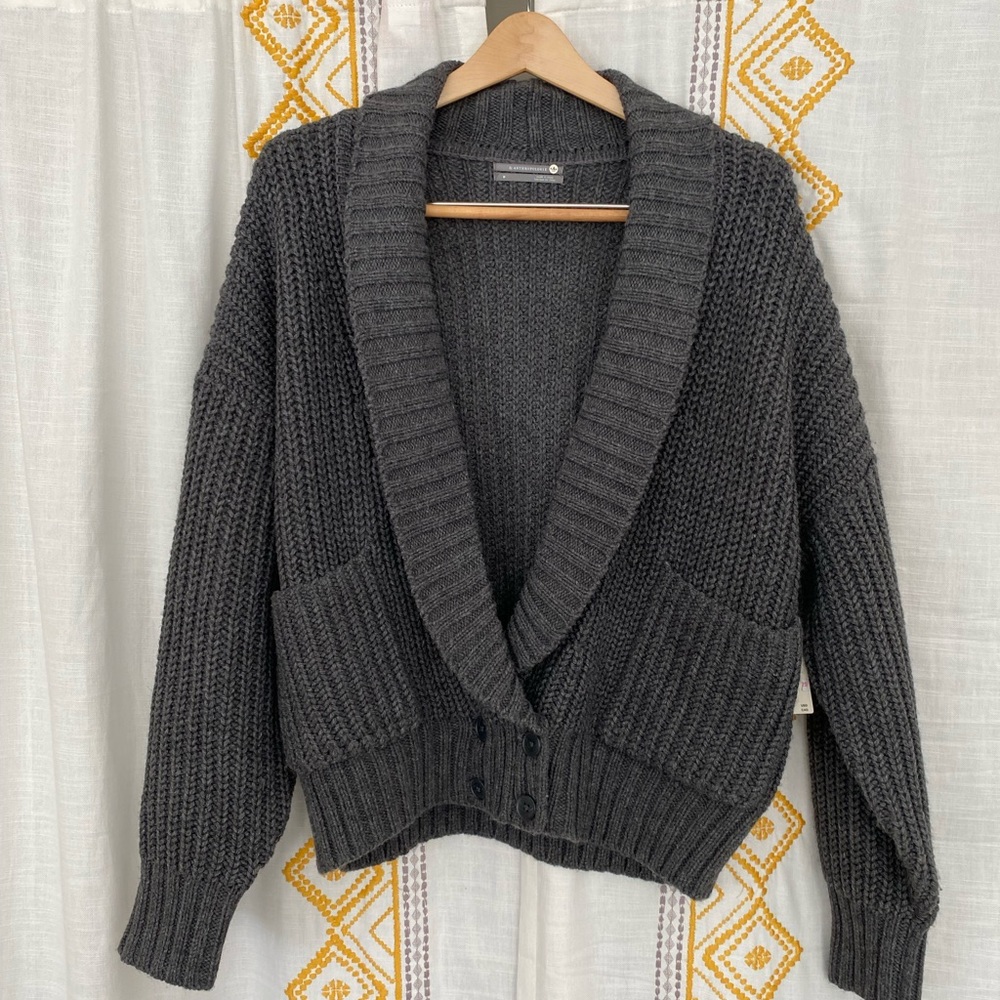 Anthro Deep V-Neck Cardigan M